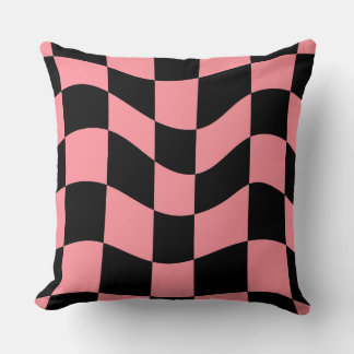 Almofada Warped Checkerboard Throw Pillow-Trippy Pink Retro