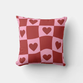 Almofada Warped Crimson Pink Checkerboard Pillow