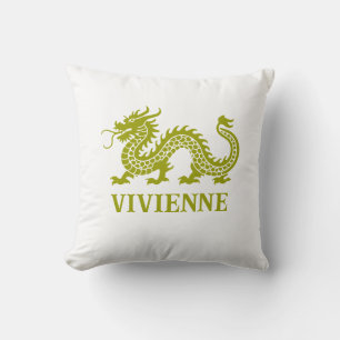 Almofada Wasabi Green Chinoiserie Dragon Nome Personalizado