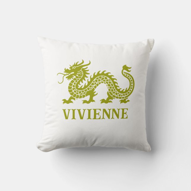 Almofada Wasabi Green Chinoiserie Dragon Nome Personalizado (Frente)