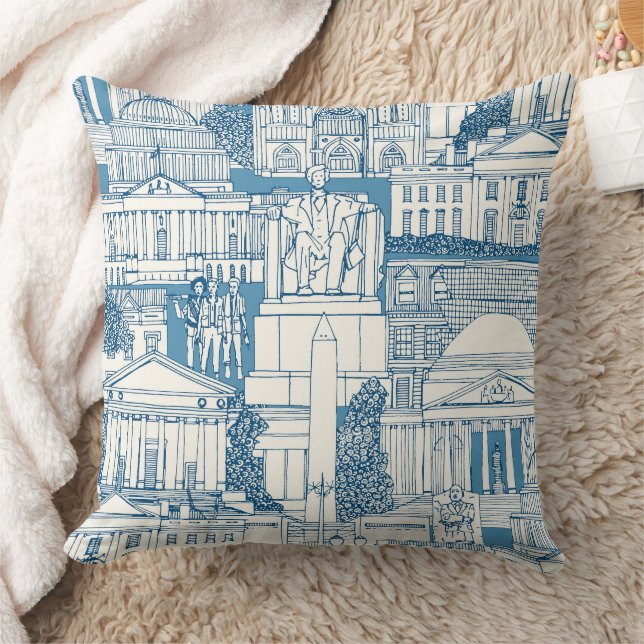 Almofada Washington DC toile blue (Cobertor)