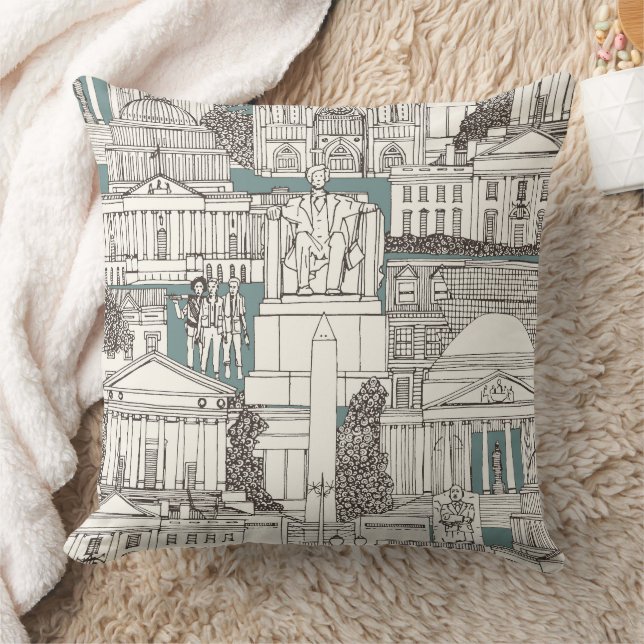 Almofada Washington DC toile zimbro (Cobertor)