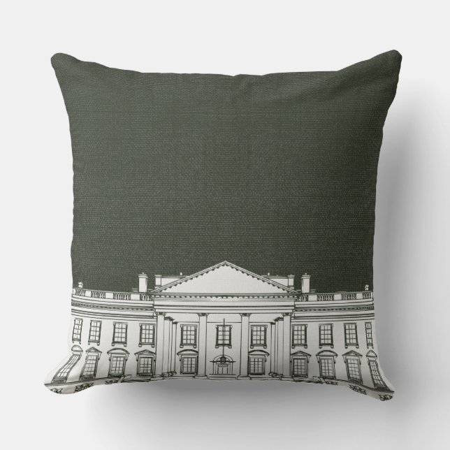 Almofada Washington Verde e Branco DC O Whitehouse (Frente)