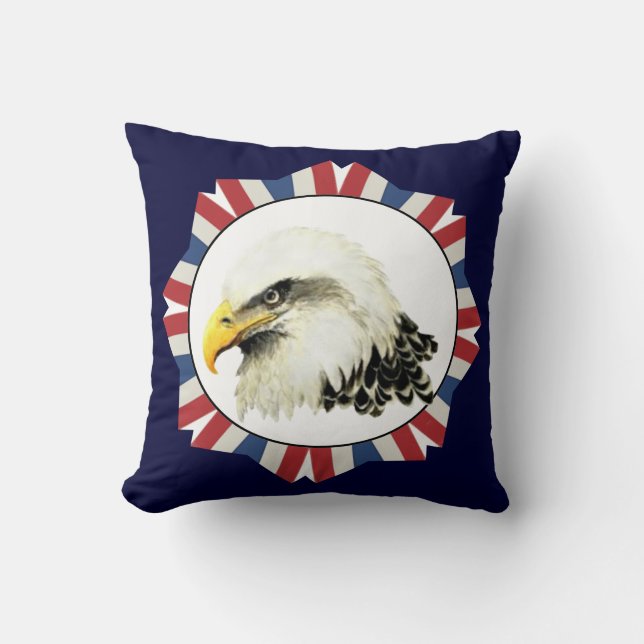 Almofada Watercolor Art Bald Eagle Bird, EUA (Frente)