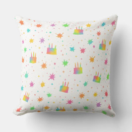 Almofada Watercolor Birthday Cake Colorful Paint Splatter