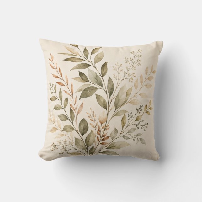 Almofada Watercolor Botanical Branches Decorative Pillow (Frente)