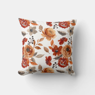 Almofada Watercolor Brown Floral Pattern