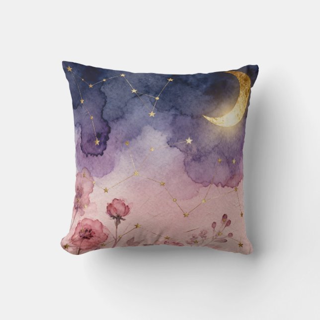 Almofada Watercolor Celestial Moon Pillow - Dreamy Artwork  (Frente)