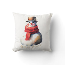 Watercolor Christmas Snowman