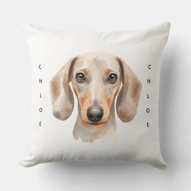 Almofada Watercolor Dachshund Pet Memorial Throw Pillow (Frente)