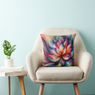 Almofada Watercolor Fantasy Abstrato moderna Flor Fractal