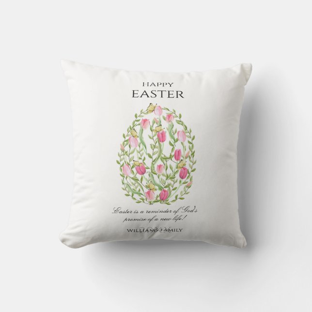 Almofada Watercolor Floral Easter Egg Happy Easter (Frente)