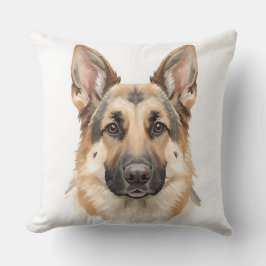 Almofada Watercolor German Shepherd Face Decorative