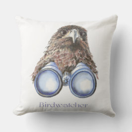 Almofada Watercolor Hawk Birdwatcher Bird