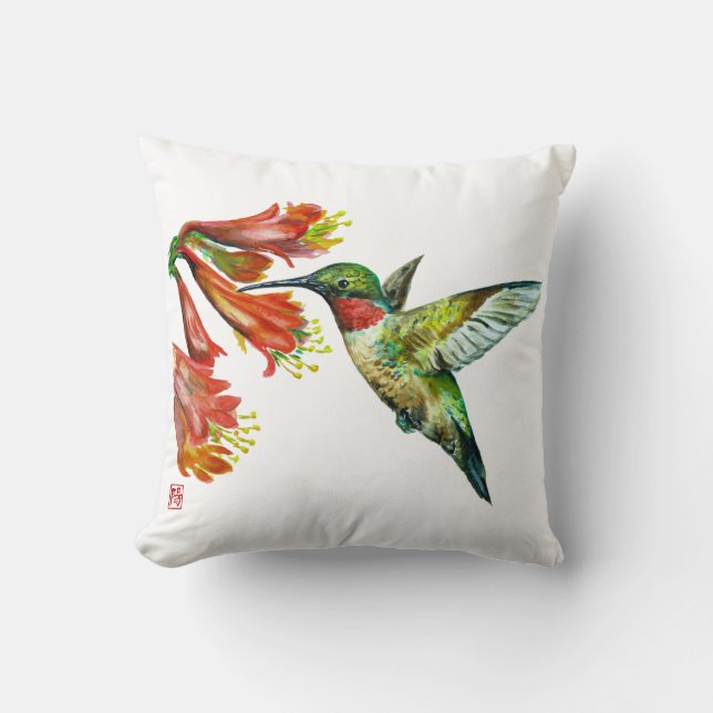 Almofada Watercolor Hummingbird (Frente)