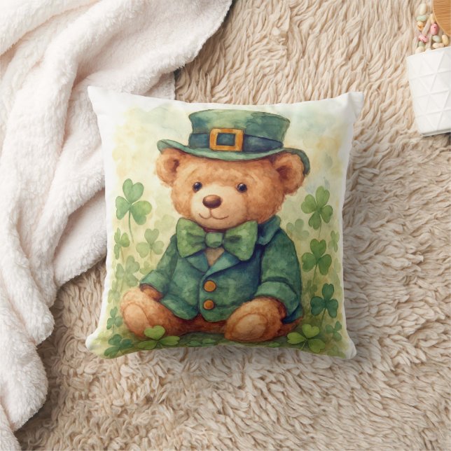 Almofada Watercolor Irish Teddy Bear (Cobertor)
