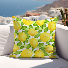 Almofada Watercolor Lemon Citrus Fruta Summer
