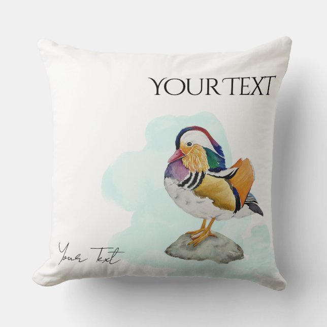 Almofada Watercolor Mandarin Duck (Frente)