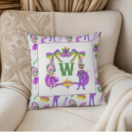Almofada Watercolor Mardi Gras Monogram Crest Photo