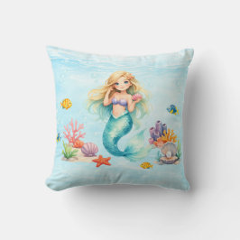 Almofada Watercolor Mermaid Birthday