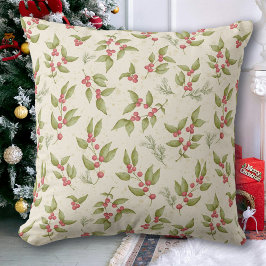 Almofada Watercolor Mistletoe Berries Natal