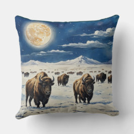 Almofada Watercolor Moonlit Bison