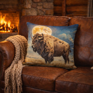 Almofada Watercolor Moonlit Bison