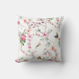 Almofada Watercolor Painting Leaves and Flowers floral pat