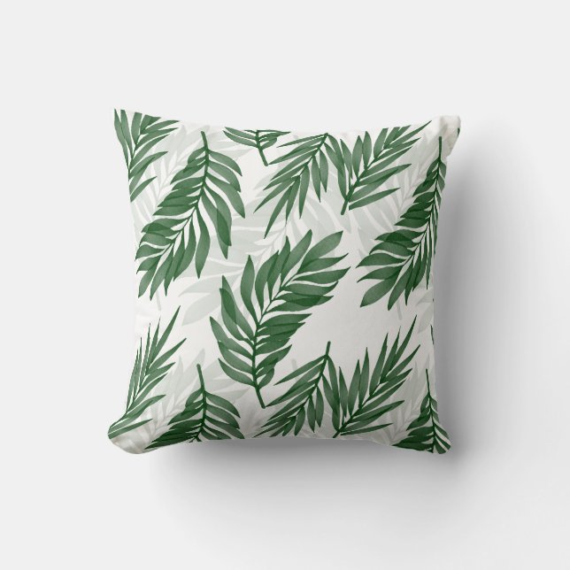 Almofada Watercolor Palm Leaf Patterna Art (Frente)