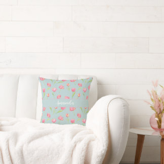 Almofada Watercolor Pattern with Delicate Pink Round Pillow
