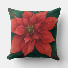 Almofada Watercolor Red Poinsettia Natal