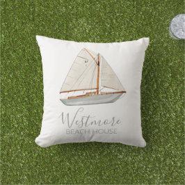 Almofada Watercolor Sailboat Beach House