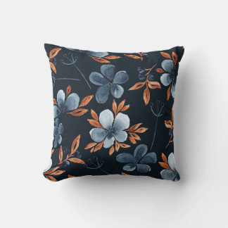 Almofada Watercolor seamless floral pattern with indigo flo