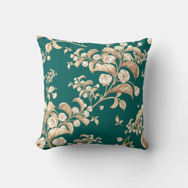 Almofada Watercolor seamless pattern of flowering branches, (Frente)