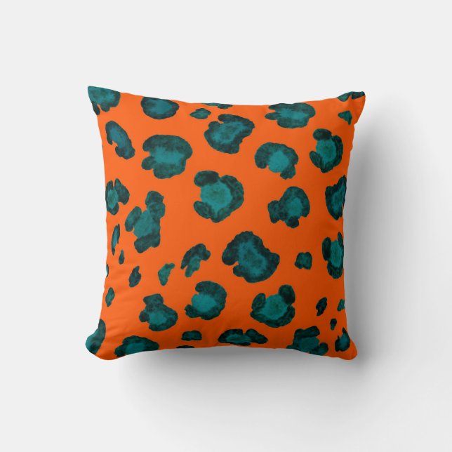 Almofada Watercolor seamless pattern with leopard skin. Fas (Frente)