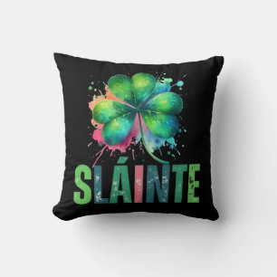 Almofada Watercolor Shamrock - Sláinte - Rua Patrick Day