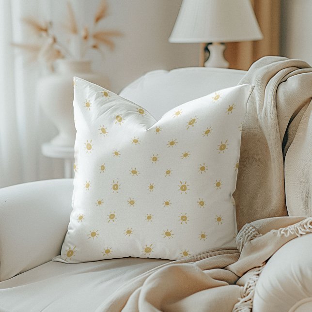 Almofada Watercolor Sunshine em Amarelo Reversible (Watercolor Sunshine in Yellow Reversible Throw Pillow)