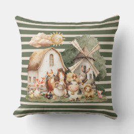 Almofada Watercolor Whimsical Farm Animals