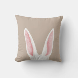 Almofada Watercolor White Bunny Ears On Beige Easter