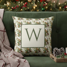 Almofada Watercolor Winter Botanical Pattern