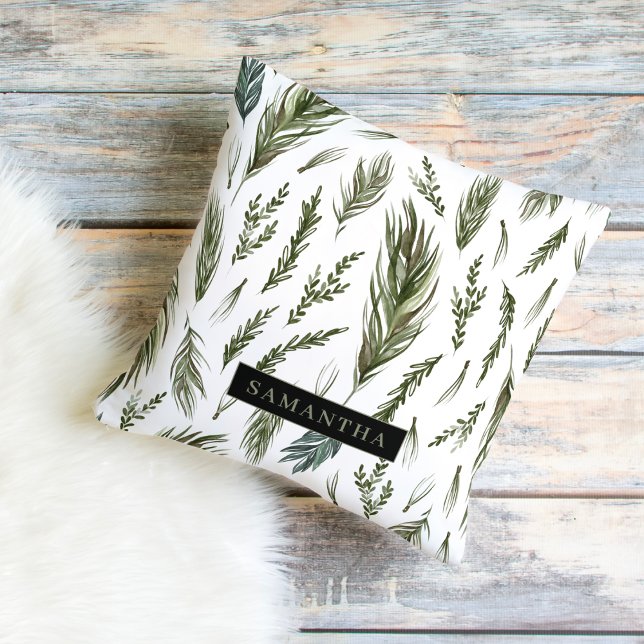 Almofada Watercolor Winter Green Seamless Patterno (Criador carregado)