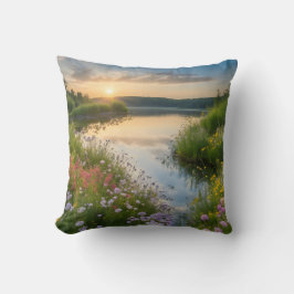 Almofada Waterscape Creek Summer Flowers Selvagens