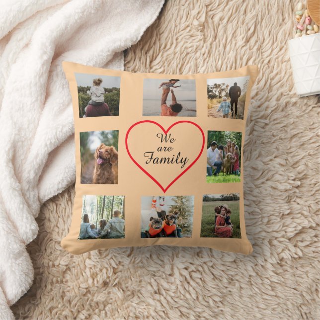 Almofada We Are Family Heart  8 Photo Collage Pillow (Cobertor)
