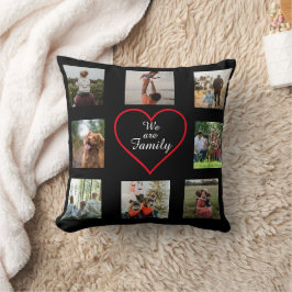 Almofada We Are Family Heart 8 Photo Collage Pillow