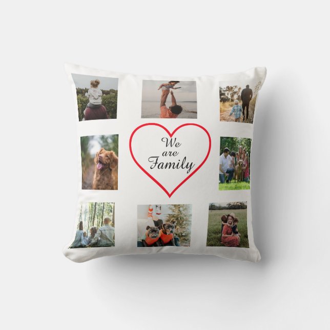 Almofada We Are Family Heart  8 Photo Collage Pillow (Frente)