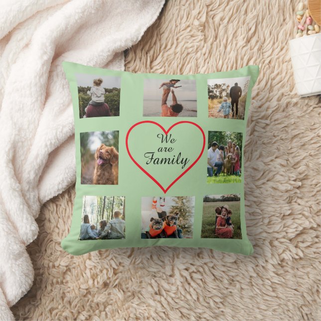 Almofada We Are Family Heart  8 Photo Collage Pillow (Cobertor)