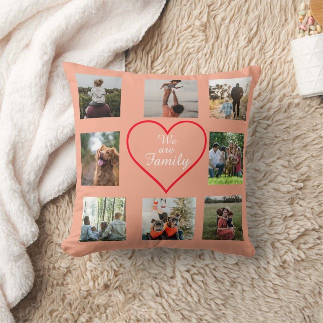 Almofada We Are Family Heart  8 Photo Collage Pillow (Cobertor)