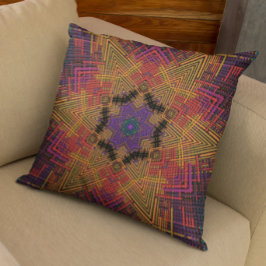Almofada Weave Mandala Amarelo Laranja e Roxo