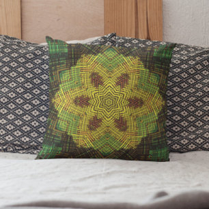 Almofada Weave Mandala Amarelo Verde e Laranja