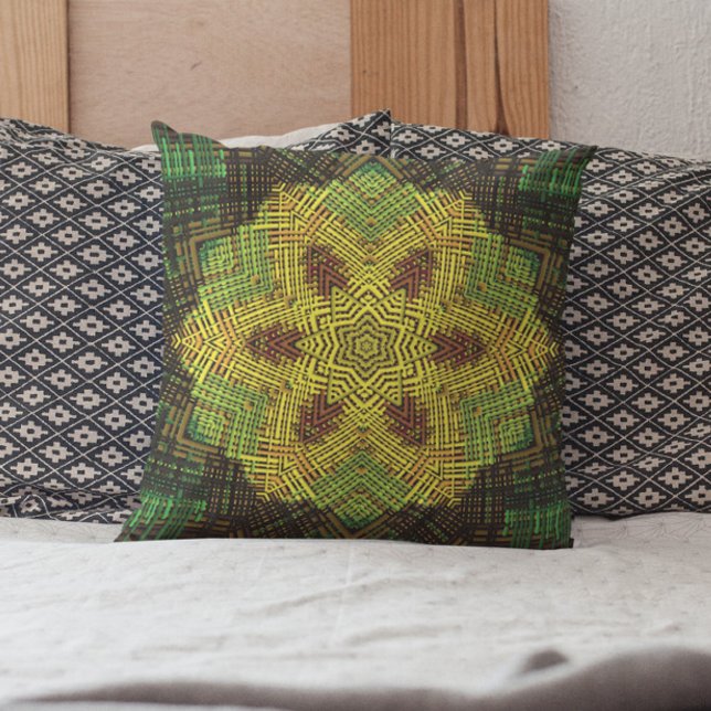 Almofada Weave Mandala Amarelo Verde e Laranja (Criador carregado)
